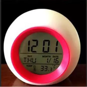 Электронный цифровой ЖК-экран, термометр, влажность, с будильником / календарем / голосовым управлением синий