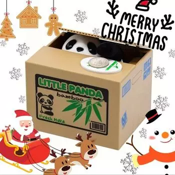 Электронный депозитный накопительный ящик для денег Автоматизированная копилка для монет в виде панды Креативный накопительный горшок для собак Милая игрушка для детей Рождественские подарки