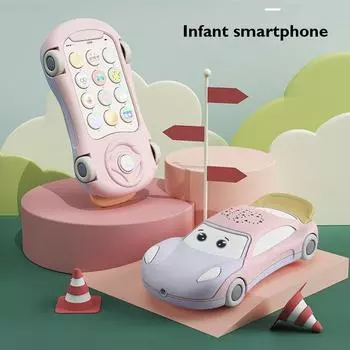 Электронный детский мобильный телефон, автомобиль со звездным проектором и музыкой, обучающие игрушки для малышей, музыкальная телефонная игрушка для раннего образования, подарок для детей