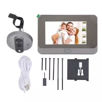 Электронный дверной звонок, 1 МП, 4,3-дюймовый HD-экран, WIFI, дверной глазок, камера для дома