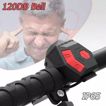Электронный гудок для велосипеда, перезаряжаемый велосипедный противоугонный звонок, 120 дБ, громкий гудок, водонепроницаемый, для велосипеда, скутера, предупреждающее кольцо чёрный