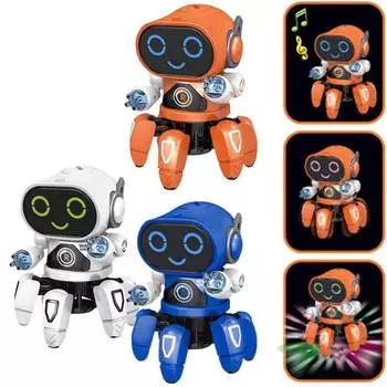 Электронный игрушечный танцующий робот, заряжающий умный танцевальный робот с музыкальной светодиодной подсветкой, прогулка для мальчиков, подарок белый