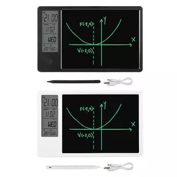 Электронный настольный календарь с ЖК-дисплеем, стираемым планшетом для письма, цифровые часы, дисплей даты, настольный календарь Black