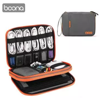 Электронный органайзер, дорожный чехол для электронных аксессуаров, переносная сумка для хранения кабеля, зарядного устройства, телефона, наушников чёрный