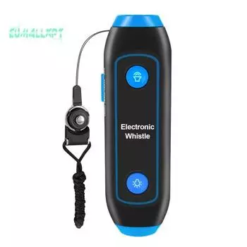 Электронный свисток с четким звуком, компактный размер, светодиодный фонарь, на батарейках, для экстренной помощи в кемпинге синий