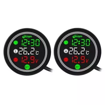 Электронный таймер, термометр, вольтметр, 4 в 1, водонепроницаемый цифровой дисплей