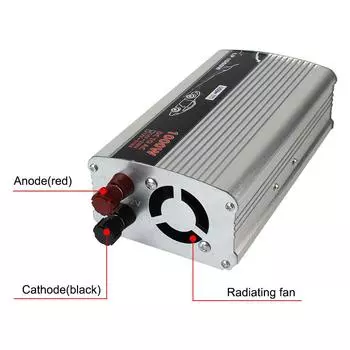 Электронный трансформатор напряжения для автомобиля, домашнего ноутбука, грузовика, 12 В до 110 В 220 В 1000 Вт, чистый синусоидальный инвертор мощности серебряный