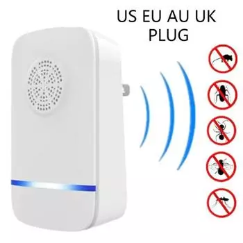 Электронный ультразвуковой отпугиватель насекомых-вредителей от комаров, тараканов, мышей белый