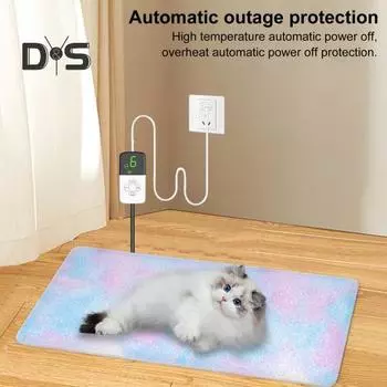 Электроодеяло для домашних животных, 3 уровня регулировки температуры, съемный чехол на молнии, бесшумный, водонепроницаемый, устойчивый к укусам, с розеткой США, грелка US Plug серый