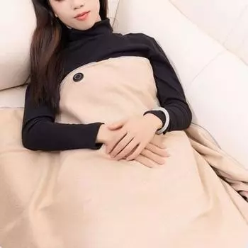 Электроодеяло Yousheng с застежкой-молнией спереди, мягкое теплое пончо, универсальная вязаная шаль, просторное, большого размера, с подогревом светло-зеленый