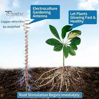 Электропонный кол для растений Медная катушка Антенна Садовый кол Увеличение урожайности и магнетизма Влага Электронная посадка Выращивание огорода L