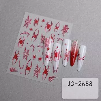 Элементы дизайна ногтей на Хэллоуин, наклейки для дизайна ногтей, череп, привидение, забавные 3D-дизайны паутины, слайдеры, самоклеящиеся наклейки для праздничного маникюра