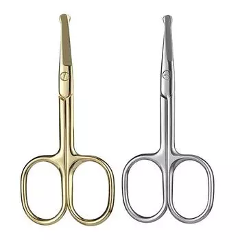 Элимальная стрижка с круглой головкой из нержавеющей стали, косметическая стрижка бровей, стрижка волос в носу, бровей, маленькие безопасные ножницы, ножницы для волос в носу серебряный