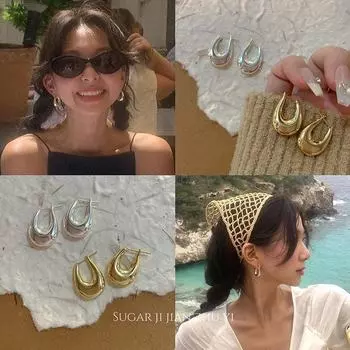 «Элитные ретро-серьги в гонконгском стиле»: Минималистская роскошь и уникальный дизайн A1938 серебряный