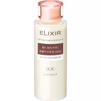 Эликсир Шисейдо (узнать больше) ELIXIR Lifting Emulsion EX II 120 мл Молочный лосьон После нанесения лосьона нанесите небольшое количество средства размером с монету на ладонь или ватный диск.