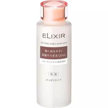 Эликсир Шисейдо (узнать больше) Elixir Lifting Emulsion EX I 120 мл Молочный лосьон После нанесения лосьона нанесите небольшое количество средства размером с монету на ладонь или ватный диск.