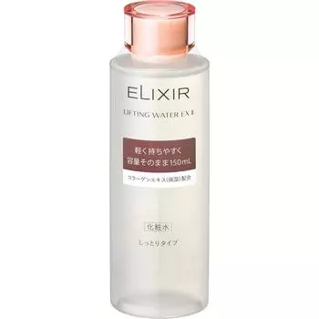 Эликсир Шисейдо (узнать больше) Лосьон ELIXIR Lifting Water EX II 150 мл После очищения лица нанесите на ладонь или ватный диск количество средства размером с монету в 500 иен.