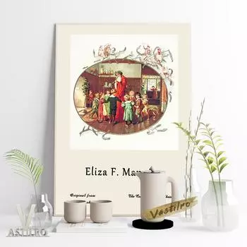 Элизабет Ф. Художественный печатный постер Мэннинга «Санта-Клаус и детские иллюстрации», картина маслом «Прибытие Санта-Клауса» 21cm30cm NoFrame