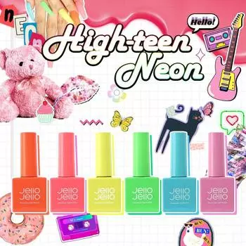 Jello Jello High Teen Neon Syrup Gel Nail Polish Edition 6 цветов, KBeauty, Премиум гель для ногтей, Корейская косметика, образец