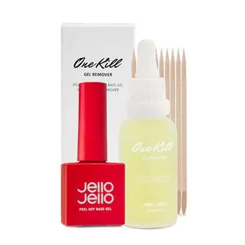 JELLO JELLO Peel Off Base Gel 10мл+ Эксклюзивный набор One Kill Gel Nail Remover 30мл, Kbeauty, корейская косметика, пробник