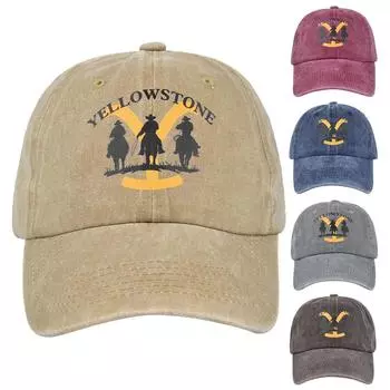 Йеллоустонская бейсбольная кепка с вышивкой для мужчин и женщин, регулируемый хвостик, уличная солнцезащитная кепка, кепка-дальнобойщик One Size чёрный