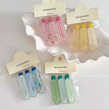 Заколка для волос с бантом из желе в клетку, маленьким цветком и кроликом, девичье сердце, заколка для макияжа, сломанная челка, заколка для волос, головной убор 2pcs 3.5*3.3cm