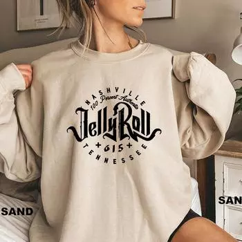 Jelly Roll Letter Print Crew Neck Sweatshirt Women S Men S Hooded Sweatshirt Casual Pullover S
