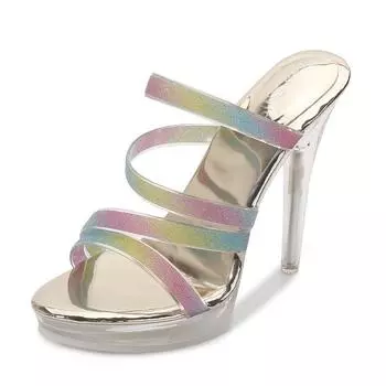 Jelly shoes summer refreshing sandals ribbon crystal high heels trend high heel sandals 35