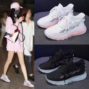 Jelly sole women s shoes fashion fly-woven low-top sports shoes foreign trade women s little white shoes large size trendy casual shoes 35 белый