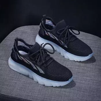 Jelly sole women s shoes new fly-woven Korean version of student sports shoes fitness running comfortable casual fly-woven shoes 35