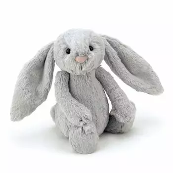 Jellycat Bashful Bunny M плюшевый кролик сидя высота 20 см серебристый
