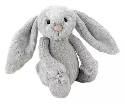 Jellycat Bashful Bunny S плюшевый кролик сидя высота 15 см серебристый