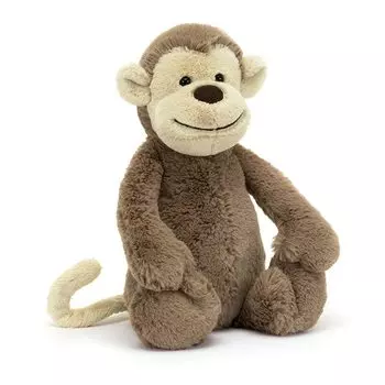 Jellycat Bashful Monkey M плюшевая игрушка обезьяна сидящая высота 20 см коричневый