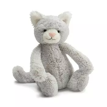 JELLYCAT Плюшевая игрушка Котенок Башфул среднего размера серый
