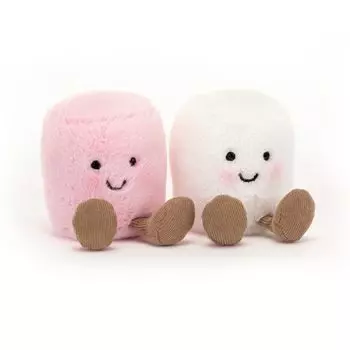 Jellycat Забавная розовая и белая зефирка Коллекционная плюшевая игрушка-украшение