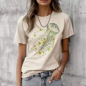 Jellyfish tshirt women manga funny top female designer anime y2k clothing 2XS