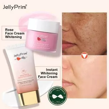 JellyPrim 8S Instant Whitening Rose Face Cream Skin Care Set Витамин C для лица Dark Spot Remover Spf 50 Солнцезащитный крем Увлажняющий Set розовый