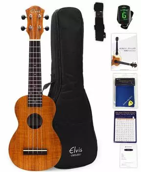 ЭЛВИС Элвис желанный гавайский основной материал HPL сопрано укулеле K100S Красивая текстура древесины для игры Домашняя инструкция полировка аккордов концерт [хрустящий