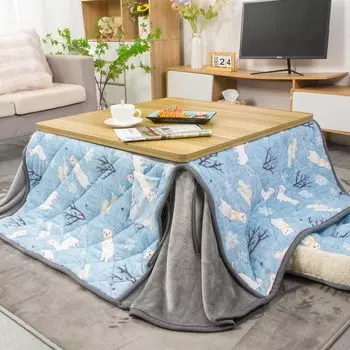 JEMA Kotatsu Space Kotatsu Square Kotatsu Slit Flannel White Weasel Pattern Futon, Экономия, Одеяло, Футон, Дизайн, Стирать, Ткань, Стильный,