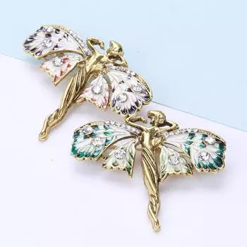 Эмаль капает масло двойная бабочка брошь женский литературный ангел темперамент корсаж французский ретро булавка аксессуары фиолетовый