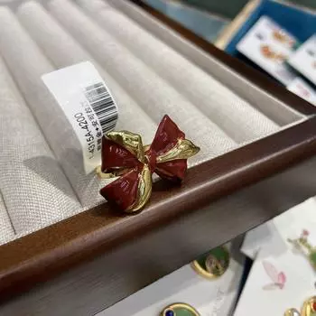 Эмаль капельное масло бордового цвета контрастного цвета бант кольцо женское изысканное медное покрытие настоящее золото осень и зима новое открытое кольцо для волос