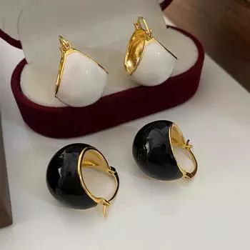 Эмаль капля глазурь шар ушная пряжка свет роскошь атмосфера элитный гонконгский стиль ретро уникальный золотой