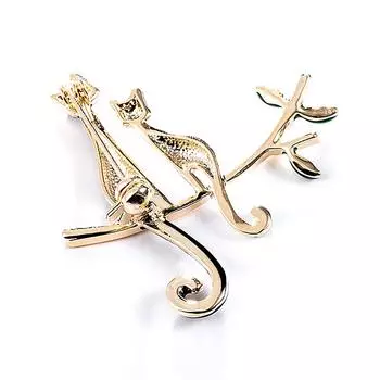Эмаль мультфильм пара кошка ветка брошь булавка воротник декор значок банкетные украшения белый