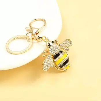Эмаль Пчела Пчела Стильный брелок Мультяшное насекомое Пчела Металлический брелок Кристалл Стразы Брелок Подарок A