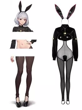 Эмаль PU Материал Косплей Tokutaisha Bunny Girl Стиль Кролик Утягивающий Открытый промежность Кожа Косплей Сексуальный Стиль [Ashotplz] Костюм, Персонаж, Уши, чёрный