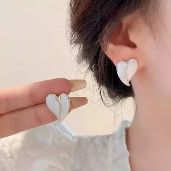 Эмаль Сердце Белый Желтый Цвет Серьги-гвоздики Для Женщин Новая Девушка Свадебные Украшения Леди Темперамент Pendientes белый