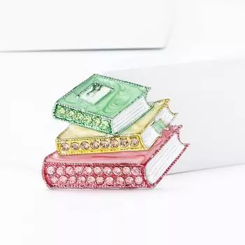 Эмаль Стразы Три Книги Моделирование Брошь Креативная Мужская И Женская Одежда Корсаж Ювелирные Изделия Pin Сейчас