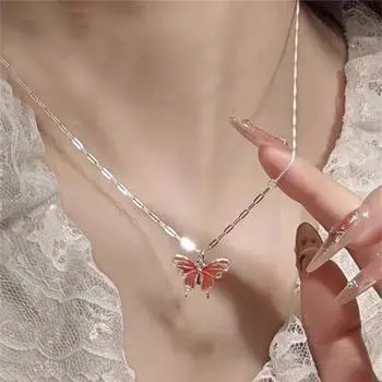 Эмалевая бабочка ожерелье женское французское легкое роскошное нишевое изысканное чувство роскоши не выцветает ключичная цепочка для отправки девушке