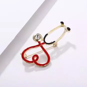 Эмалевая брошь-значок в виде стетоскопа в форме сердца, ювелирные украшения на лацкан