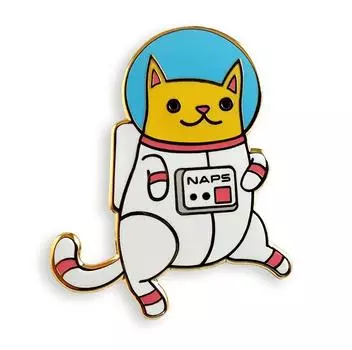 Эмалевая булавка на лацкан Pinsanity Astro Cat белый